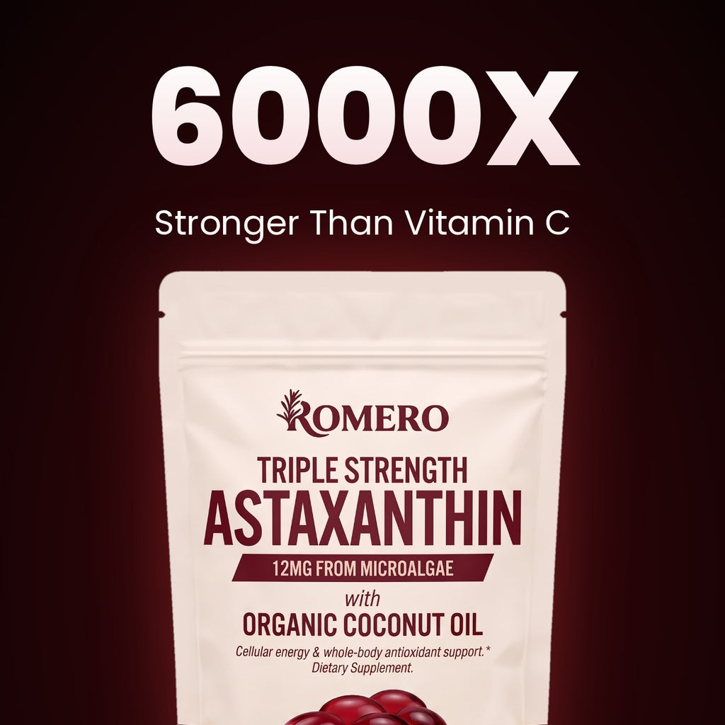 Astaxanthin is 6000x stronger than vitamin C, with the ROMERO pouch