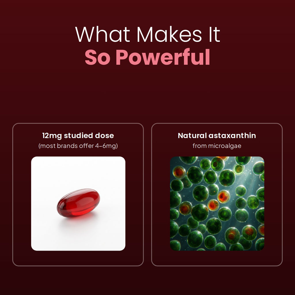 12mg studied dose and natural astaxanthin from microalgae