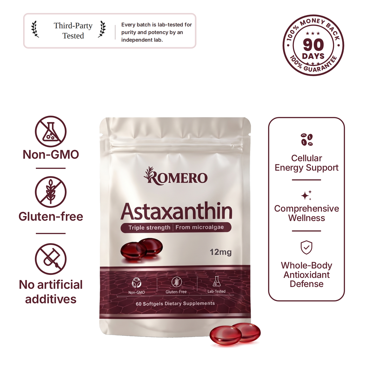 ROMERO Astaxanthin 12mg Softgels — Free